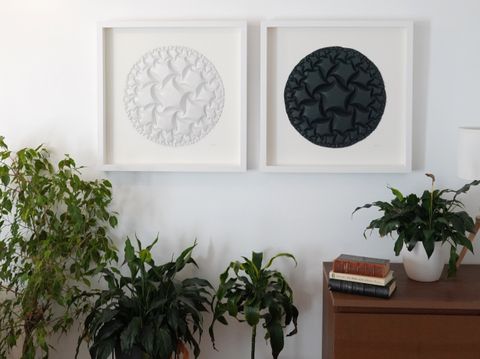 Dextra and Sinistra, installation — 24 x 24 inches, framed, Kozo composite paper