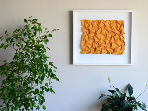 Sunburst, installation — 20 x 22 inches, framed, Abaca composite paper
